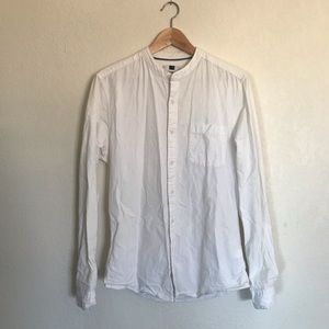 TOPMAN collarless white button-down